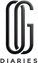 A stylized black monogram logo combining the letters U and J above the word 'DIARIES' in a thin sans-serif font, centered on a plain white background.